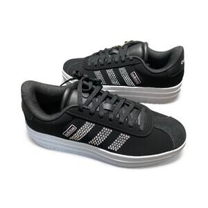 Adidas Girls Platform Sneakers IH0771 Black White Rhinestone Stripes Size 5.5